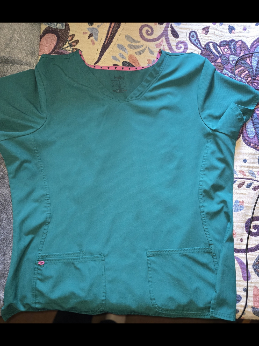 HeartSoul Women's Teal V-Neck Short Sleeve Scrub Top